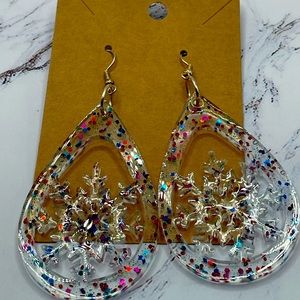 Handmade Sparkly Snowflake Holiday Earrings